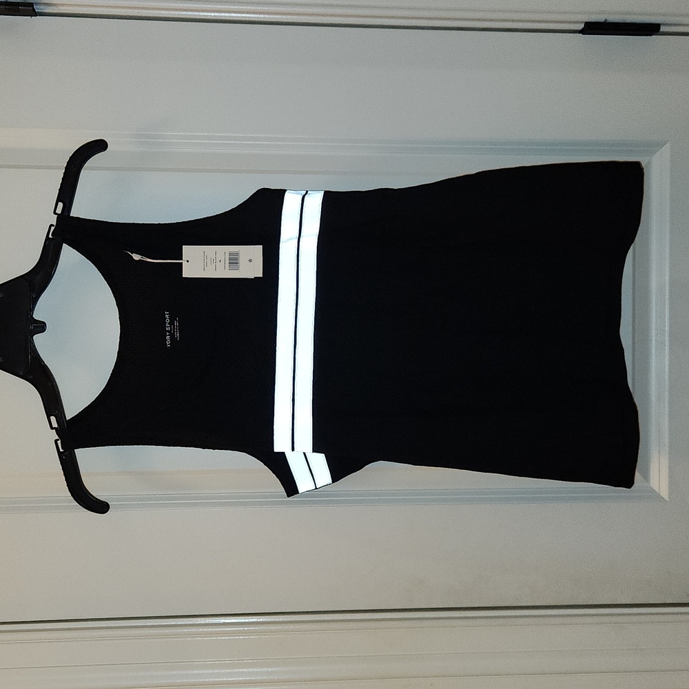 NWT Tory Burch Tory Sport Reflective Stripe Mesh Tank in XL Sport Black - Picture 7 of 15